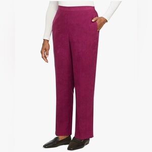 Alfred Dunner Women's Plus Idea Velour Pants Red Size 10